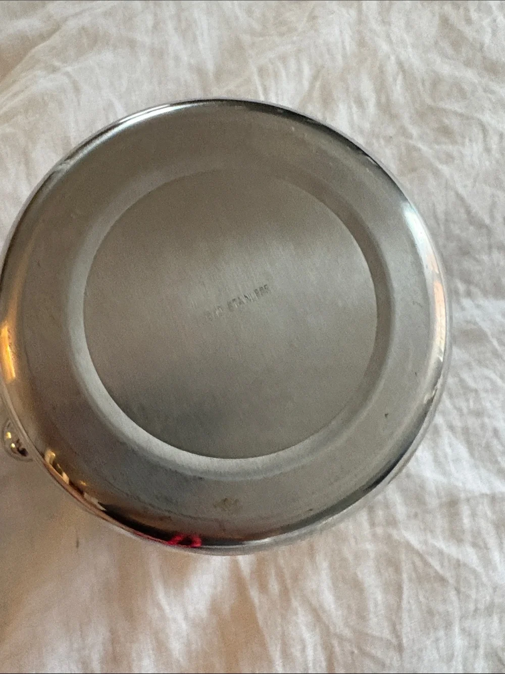 Williams Sonoma must stainless steel ice bucket. Names of wines around Rim.